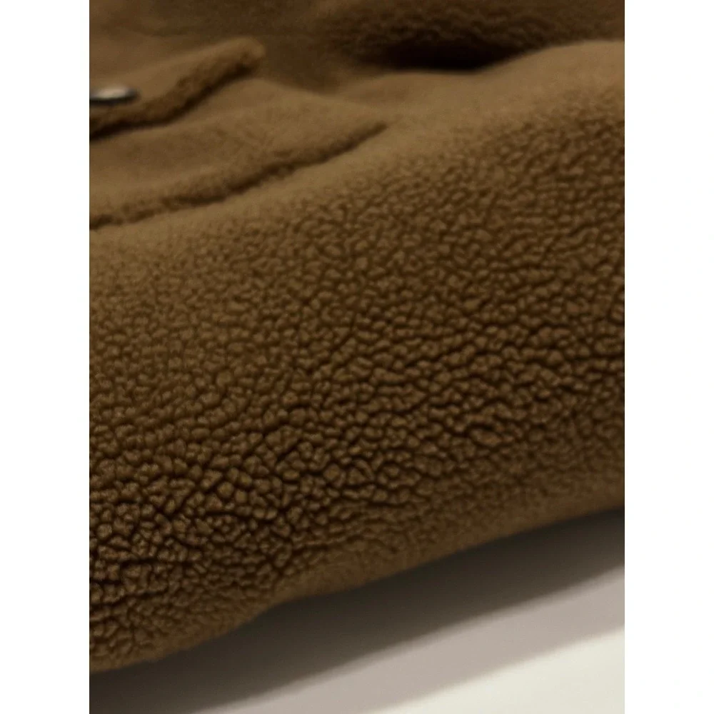 Rebecca Minkoff Shacket Womens L Brown Sherpa Long Teddy Coat Faux Suede Lining - Picture 10 of 11